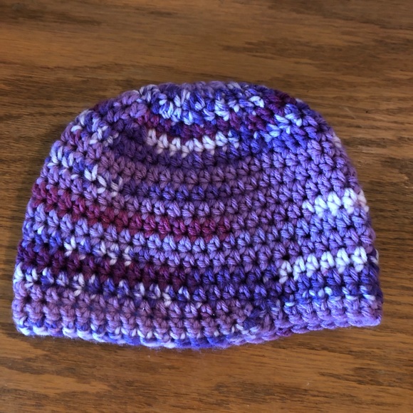 Accessories - 3/$10 Handmade purple pink knitted beanie